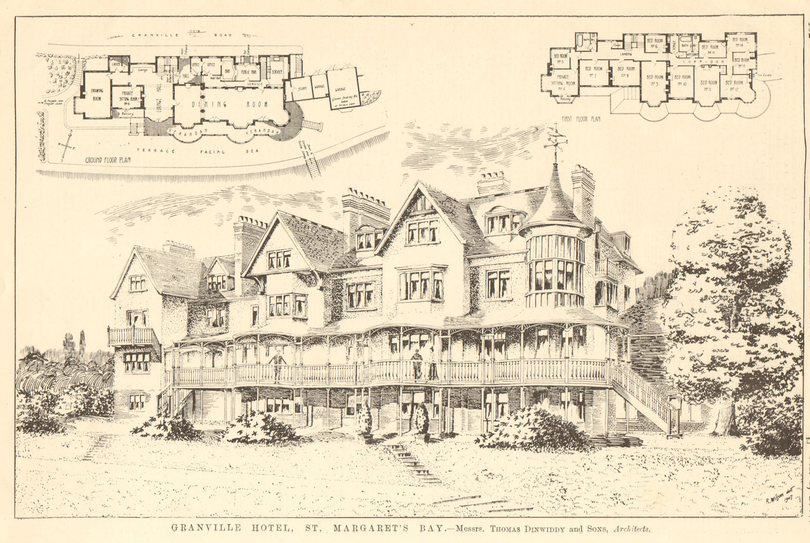Granville Hotel, St Margaret's Bay. Demolished 1996. Dinwiddy Architect 1907